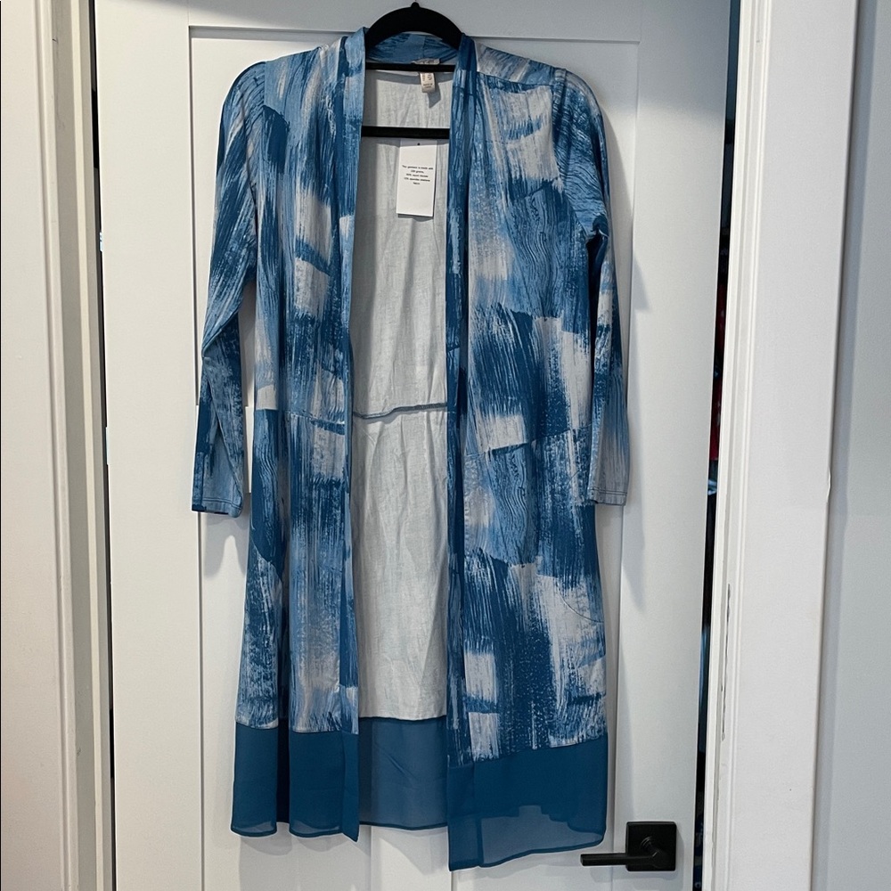 Logo Blue and White Open Cardigan